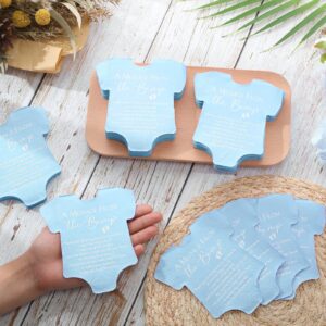 Colarr 100 Pcs Small Baby Shower Napkins Bodysuit Shape Gender Reveal Decorations Party Napkins a Message from the Bump Cocktail Disposable Paper Napkins for Baby Shower Thank You Gift (Blue)