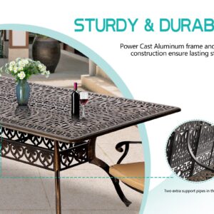 TITIMO 87'' Patio Dining Table, Cast Aluminum Outdoor Rectangle Dining Table, Weather-Resistant Table with 2" Umbrella Hole, Lawn Backyard Garden