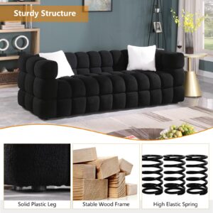 Tmsan Cloud Couch, 84" Modern Sectional Couches for Living Room Set, 3 Seater Sofa with 2 Accent Pillows, Comfy Boucle Fabric, Black