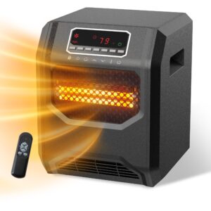 infrared space heater 3 mode 1500w electric heater with 6 quartz infrared element child lock timer remote for indoor use wewarm