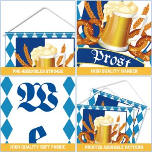 Oktoberfest Welcome Banner Decorations, Blue and White Bavarian Flag Check Welcome Porch Sign Banner, Welcome Oktoberfest Door Banner Decorations for German Oktoberfest Beer Festival Party Supplies