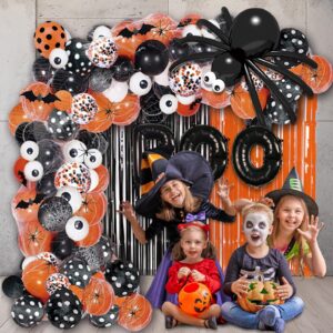 AIBIIN 116 Halloween Party Balloons Halloween Balloon Arch Garland Kit Black Orange Confetti Balloons Orange Black Foil Fringe Curtain Halloween Spooky Boo Birthday Baby Shower Party Balloons Supplies