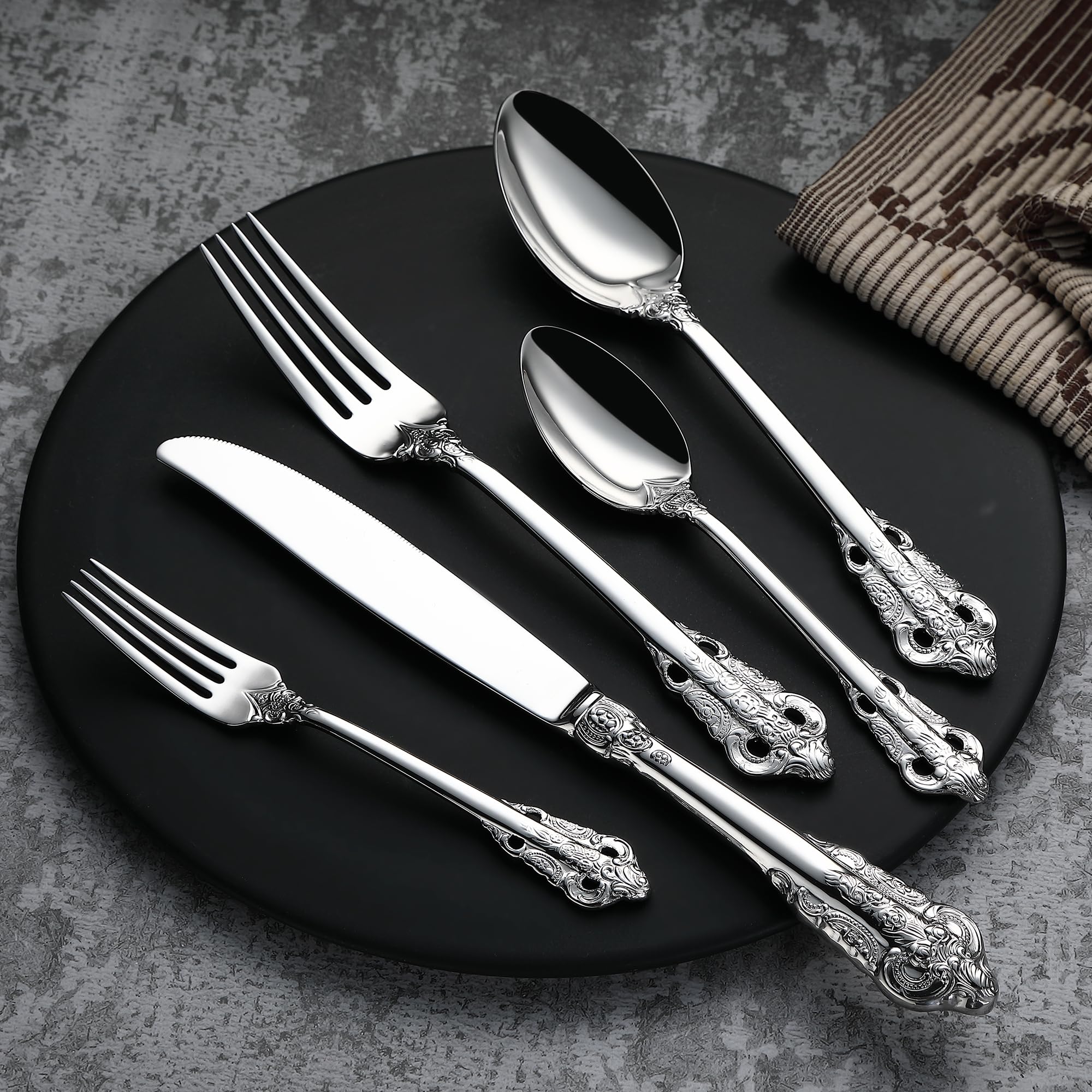 CADYSS Luxurious 20 Piece Silverware Set for 4 - Cutlery Set, Flatware Set - Includes Knife, Fork, and Spoon - High-End 18/10 Stainless Steel - Royal Tableware Set for an Exquisite Dining Experience