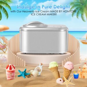 Homtone Ice Cream Maker 1 Quart, No pre-Freezing Automatic Ice Cream Yogurt Machine with Built-in Compressor and LCD Timer for Making Ice Cream,Gelato,Frozen Yogurt in 30-60 min