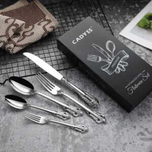 CADYSS Luxurious 20 Piece Silverware Set for 4 - Cutlery Set, Flatware Set - Includes Knife, Fork, and Spoon - High-End 18/10 Stainless Steel - Royal Tableware Set for an Exquisite Dining Experience