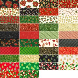 Holiday Charms Holiday Roll Up 40 2.5-inch Strips Jelly Roll Robert Kaufman Fabrics RU-1173-40