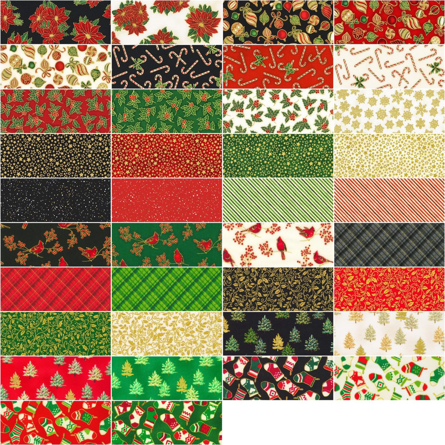 Holiday Charms Holiday Roll Up 40 2.5-inch Strips Jelly Roll Robert Kaufman Fabrics RU-1173-40