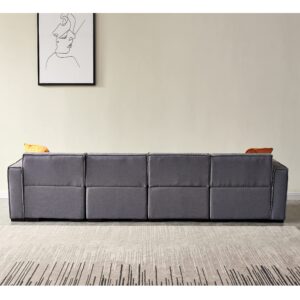 Moxoq Luxury Modern Modular U-Shaped Sectional Sofa Set, Minimalist Linen Fabric Upholstered Comfy Couch with Convertible Chaise, Large Cloud Couch for Living Room (Dark Grey, U-Shaped)