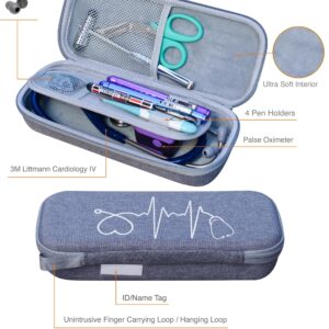 ButterFox Premium Stethoscope Case with Divider and ID Slot for 3M Littmann Classic III, Cardiology IV Diagnostic and More Stethoscopes with Pocket for Nurse Accessories (Grey 2)