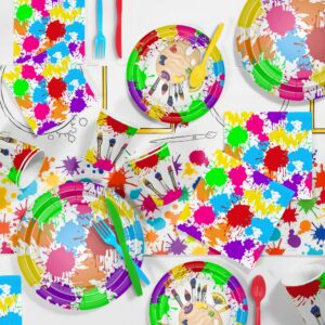 APOWBLS Art Party Decorations Tableware - Paint Party Supplies, Paper Plate, Cup, Napkin, Tablecloth, Cutlery, Art Painting Graffiti Theme Birthday Baby Shower Party Decorations Dinnerware | Serve 24