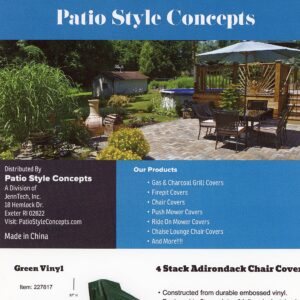 2 Pack: Adirondack Chair Cover from Patio Style Concepts Embossed Vinyl Protect Patio Furniture Green