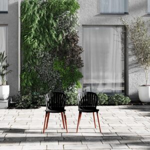 Amazonia | Ideal for Patio and Outdoors, Black Beira 4-Piece Dining Chairs | Eucalyptus Wood