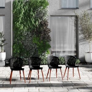 Amazonia | Ideal for Patio and Outdoors, Black Beira 4-Piece Dining Chairs | Eucalyptus Wood