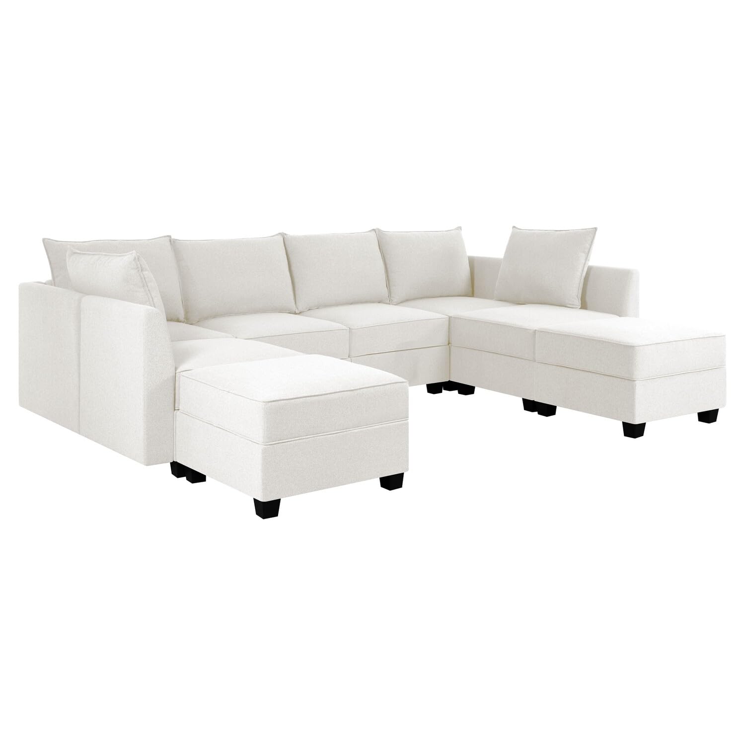 Naomi Home Elizabeth Oversized Sectional Sofa with Chaise Modern Sleeper Modular Sofa Couch U Shaped Sofa Sectional for Living Room - L Shaped Couch, Modular Sofa - White