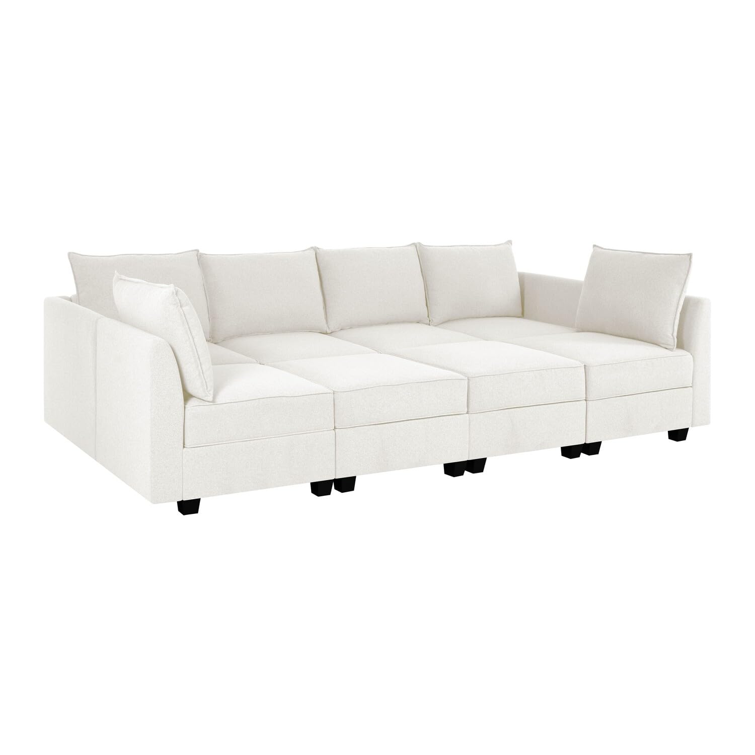 Naomi Home Elizabeth Oversized Sectional Sofa with Chaise Modern Sleeper Modular Sofa Couch U Shaped Sofa Sectional for Living Room - L Shaped Couch, Modular Sofa - White