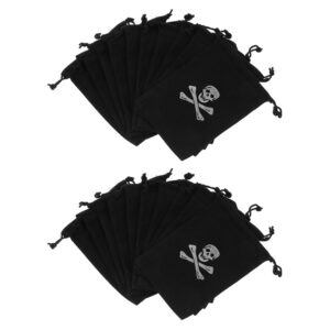 Halloween Pirate Bags with Drawstring, 20Pcs 6.1 x 4.5 Inches Pirate Goodie Bags, Pirate Coin Bags Candy Pouches Wrapping Bags for Halloween Party