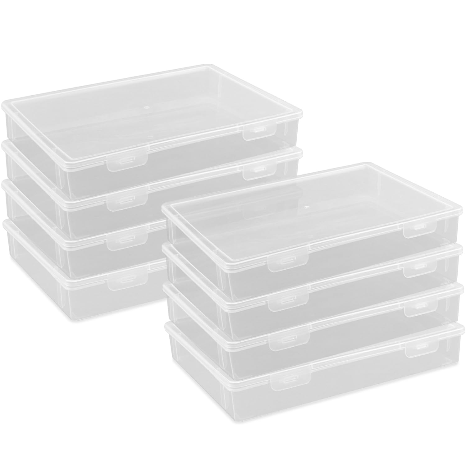 Rocutus Clear Plastic Storage Containers,8 Pack Clear Plastic Beads Storage Containers Empty Mini Storage Containers Box,Large Size Plastic Storage Box with Hinged Lid (8.6 x 6.1 x 1.9 Inches)