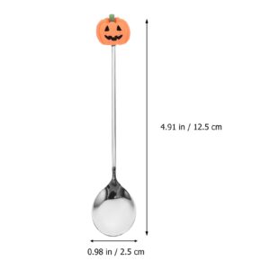 Kichvoe Small Pumpkin Shaped Spoon 4.9Inch Sugar Spoon Dessert Tea Coffee Stirring Spoon Tasting Spoon Halloween Home Decoration for Espresso Tea Coffee-6PCS