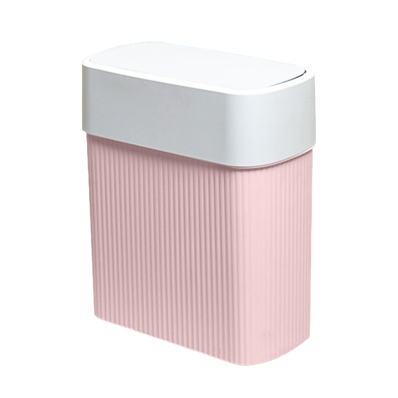 ABEETE Bathroom Trash Can with Lid, 12L Small Plastic Garbage Can for Kitchen with Press Top Lid, 3.2 Gallon Slim Dog Proof Wastebasket Trash Bin for Office, Bedroom, Living Room, Home Cabinet-Pink