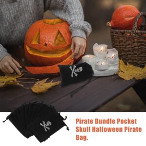 Halloween Pirate Bags with Drawstring, 20Pcs 6.1 x 4.5 Inches Pirate Goodie Bags, Pirate Coin Bags Candy Pouches Wrapping Bags for Halloween Party