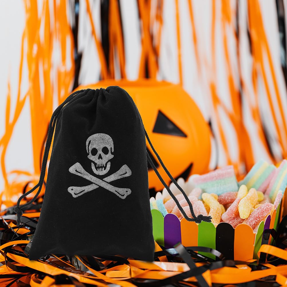 Halloween Pirate Bags with Drawstring, 20Pcs 6.1 x 4.5 Inches Pirate Goodie Bags, Pirate Coin Bags Candy Pouches Wrapping Bags for Halloween Party