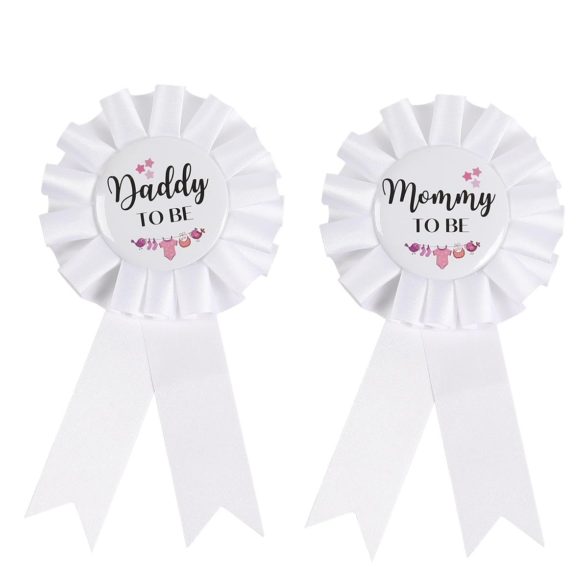 HAPPYLAND Baby Shower Decorations Dad to be and Mom to be Tinplate Badge Pins - Baby Shower Button New Dad Gifts Gender Reveals Party Pink Baby Shower Party Sash Badge