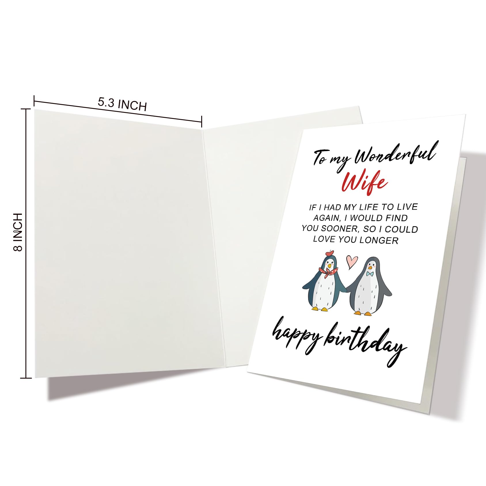 Nchigedy Birthday Card for Wife - Smooth, Heavy Card Stock, Blank Inside, Gold Envelope