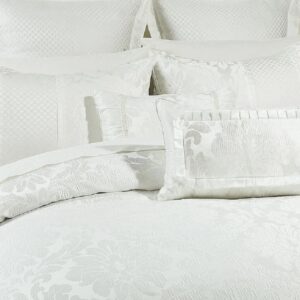 Royal Tradition Sara Jacquard Cotton Blend, King-Calking 7PC Duvet Cover Set, White