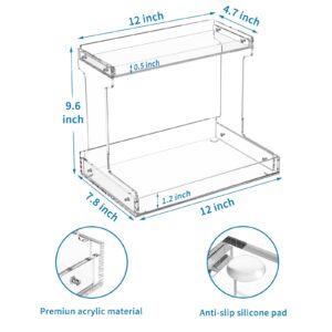 AITEE 2-Tier Bathroom Counter Organizer Acrylic Bathroom Countertop Organizer Clear Bathroom Organizer Shelf Vanity Tray Cosmetic Skincare Home Storage Organization for Bathroom Kitchen Bedroom