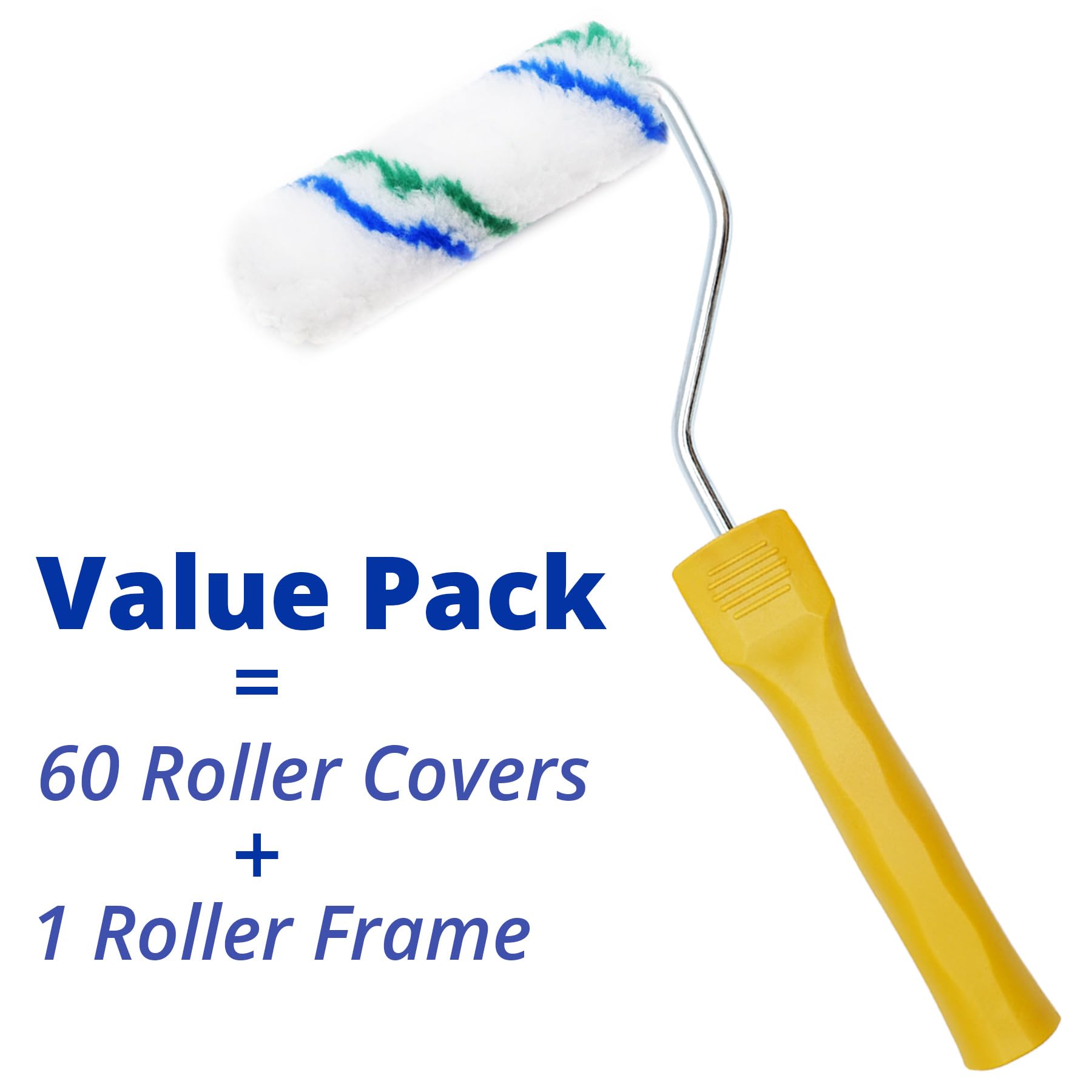 PROFOCON 61 Piece Small Paint Roller Covers Kit,4 inch Mini Paint Roller with Roller Frame,Microfiber Paint Rollers for Painting Walls Contractor