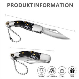 Coowolf Mini Pocket Knife Keychain Knife D2 Steel Folding Knife Daily Box Cutter EDC Knife, Creative Keychain Accessories for Men&Women