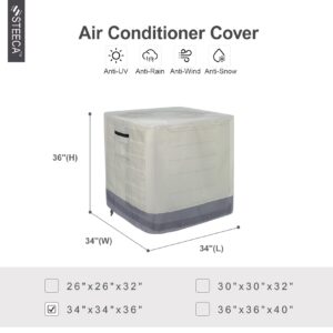 STEECA Air Conditioner Cover for Outside Units, Outdoor Waterproof Square Central AC Cover Fits up to 34L x 34W x 36H inch