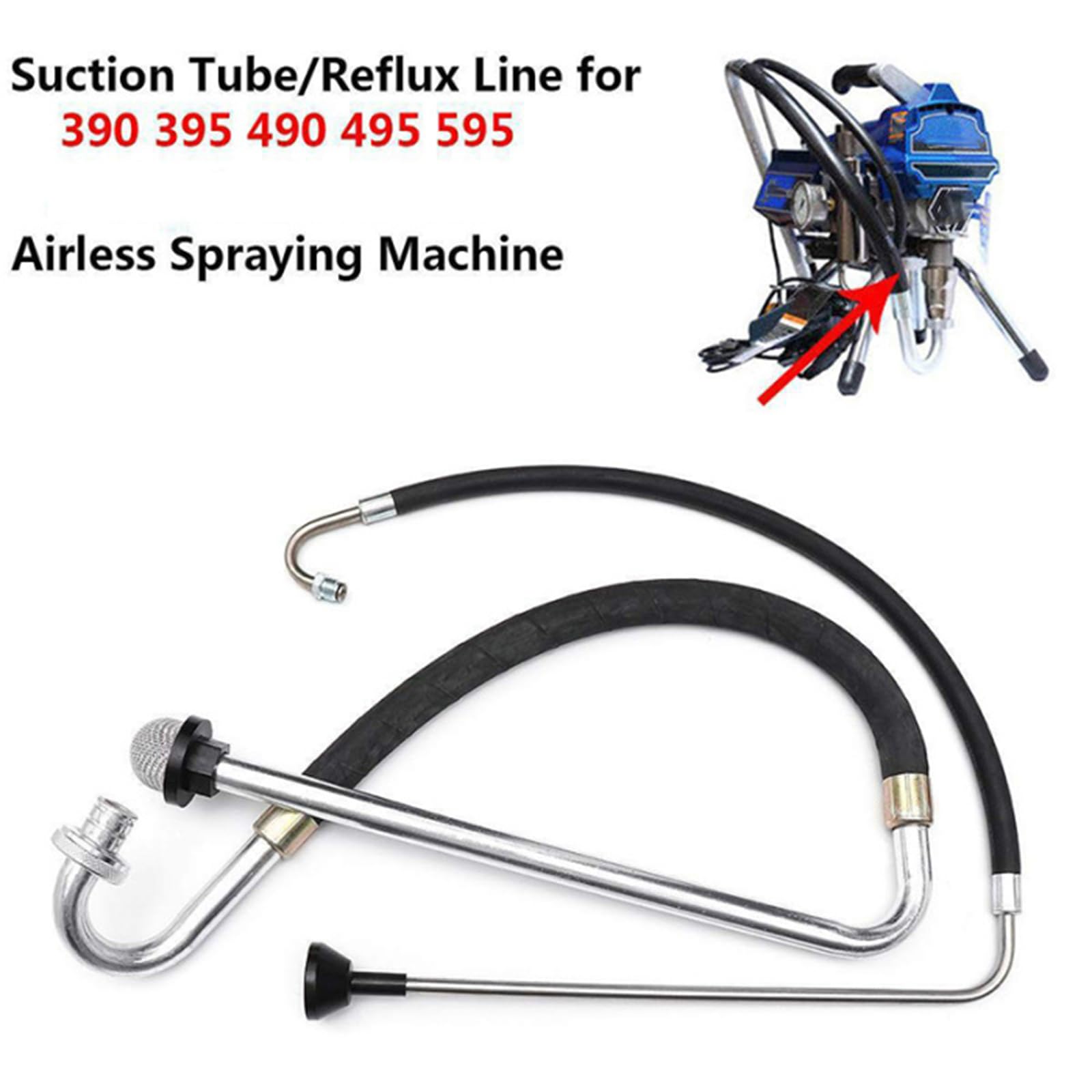 Suction Tube Reflux Line Intake Hose Airless Paint Sprayer Accessories for Graco 390, 395-595 ST T300 500