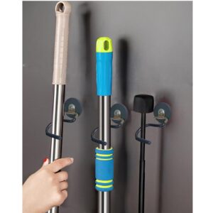 Qinwuwu 2PCS Magnetic Broom Rack Magnetic Hook S-Shaped Wall-Mounted Stainless Steel Heavy Duty Broom Mop Handle Holder for Kitchen Garage