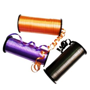 Plain Waterproof Ribbon,3/16 inch x 100yards Curling Ribbon for Gifts Package Wrapping,Bows,Halloween Decorations Crafting (Black,Orange,Purple)