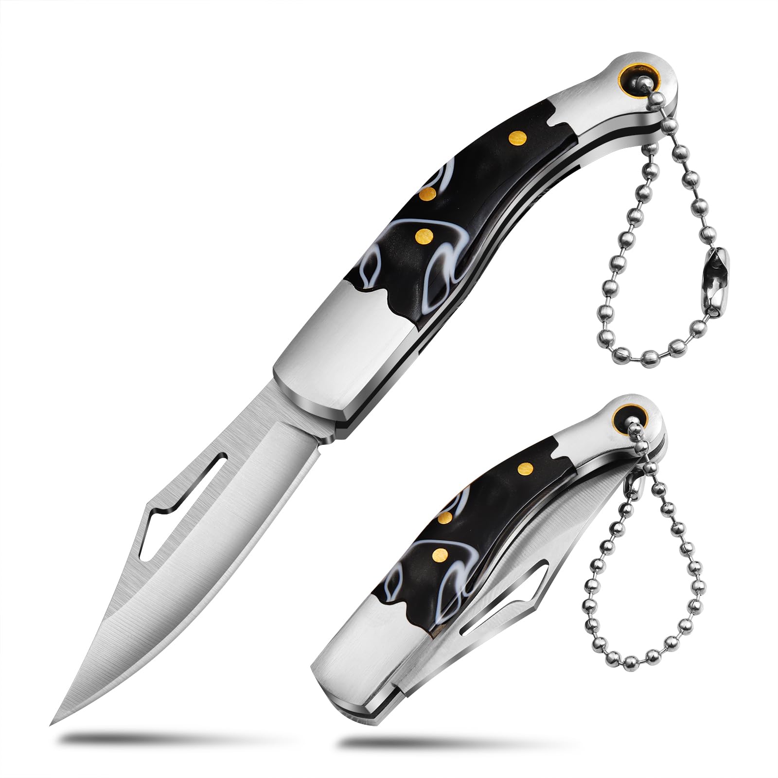 Coowolf Mini Pocket Knife Keychain Knife D2 Steel Folding Knife Daily Box Cutter EDC Knife, Creative Keychain Accessories for Men&Women