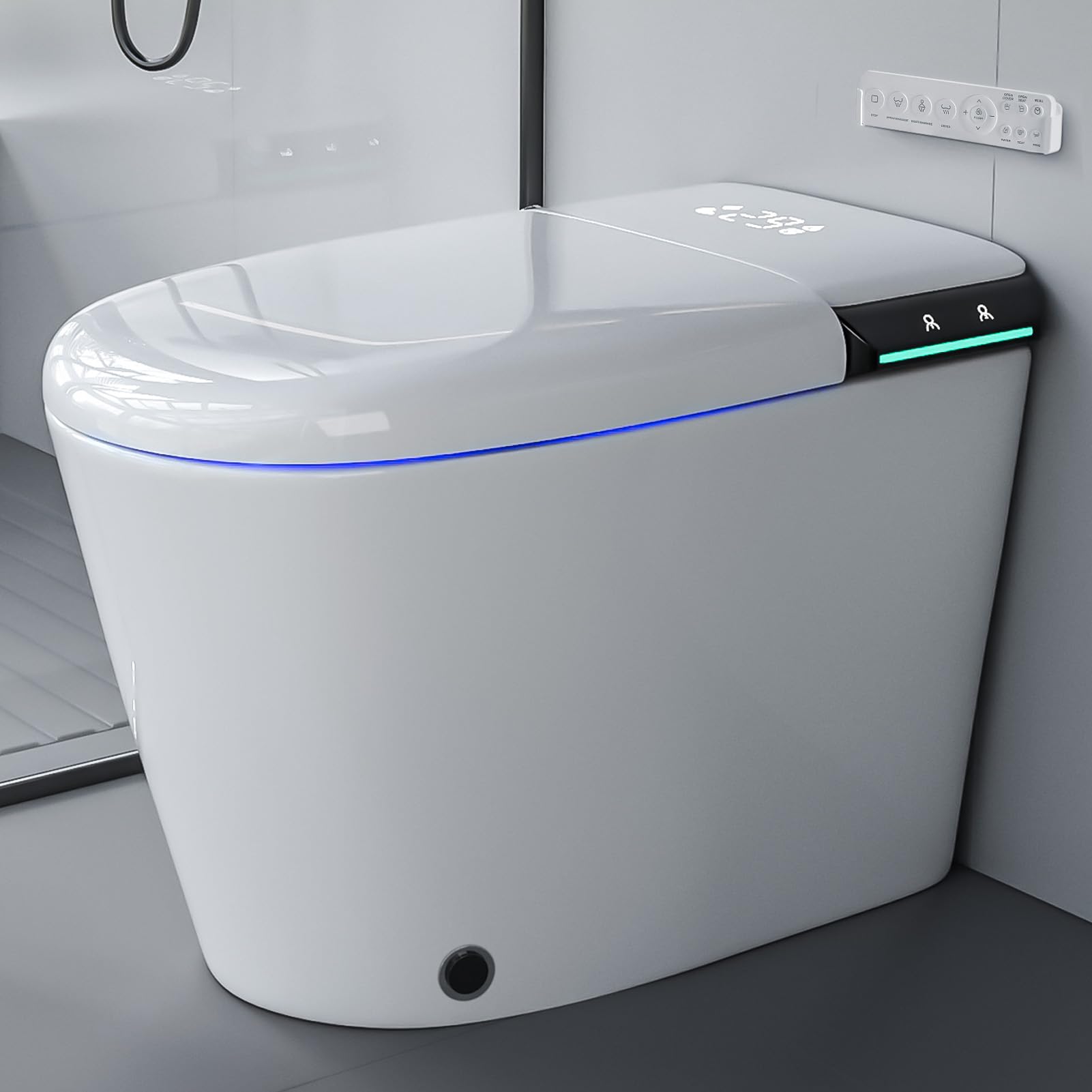 TEISVAY Smart Toilet Auto Open/Close Lid Smart Bidet Toilet with Heated Seat, Washing and Dryer Smart Toilet with Bidet Built in, Smart Toilets for Bathroom with User Habit Setting and Touch Control