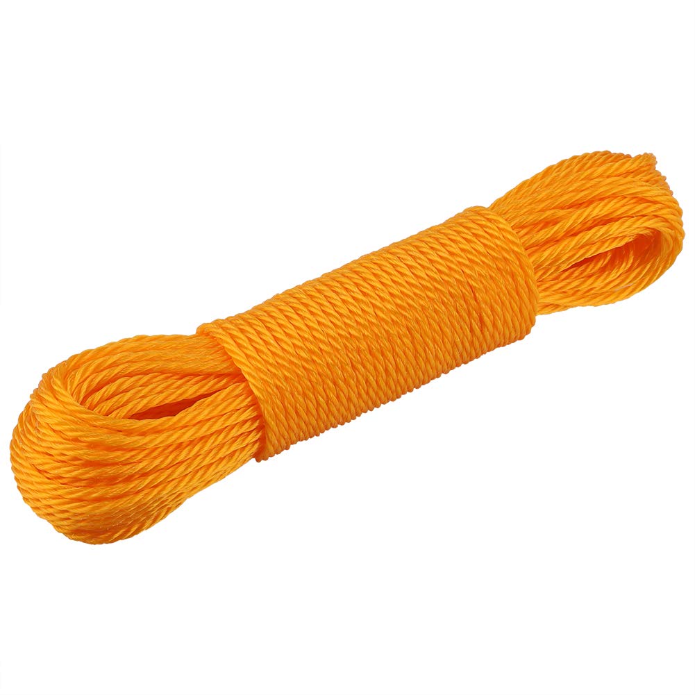 Nylon Clothesline Rope, 20m Windproof Clothes Drying Rope Portable Laundry Line Hanger Rope for Indoor Outdoor Garden Travel Camping Home Hotel(Orange)