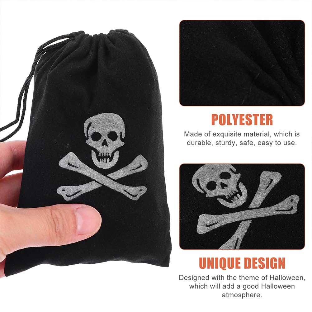 Halloween Pirate Bags with Drawstring, 20Pcs 6.1 x 4.5 Inches Pirate Goodie Bags, Pirate Coin Bags Candy Pouches Wrapping Bags for Halloween Party