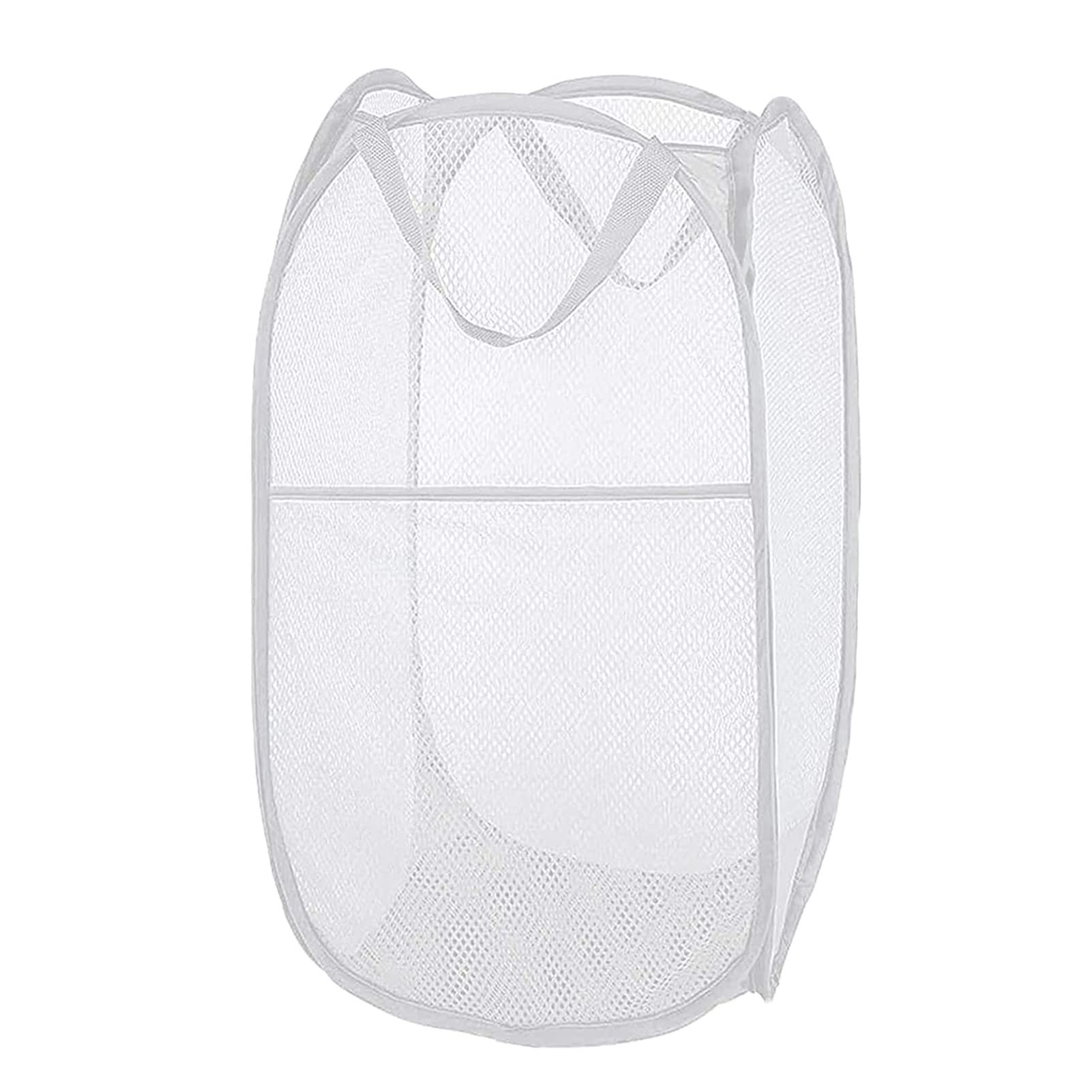 Smalibal Large Fine Mesh Laundry Basket, with Handles Laundry Hamper, Foldable Lightweight Basket, Collapsible Laundry Bag, Durable Clothing Storage, Freestanding Tall Clothes Hamper White