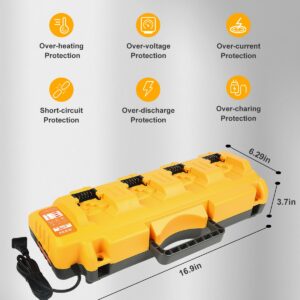 Replacement for Dewalt 20V Battery Charger Station DCB104 Battery Charger Kit with 4 Pack Batteries Compatible with Dewalt 20V Power Tools Repalcement for Dewalt 20V Battery