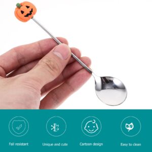 Kichvoe Small Pumpkin Shaped Spoon 4.9Inch Sugar Spoon Dessert Tea Coffee Stirring Spoon Tasting Spoon Halloween Home Decoration for Espresso Tea Coffee-6PCS