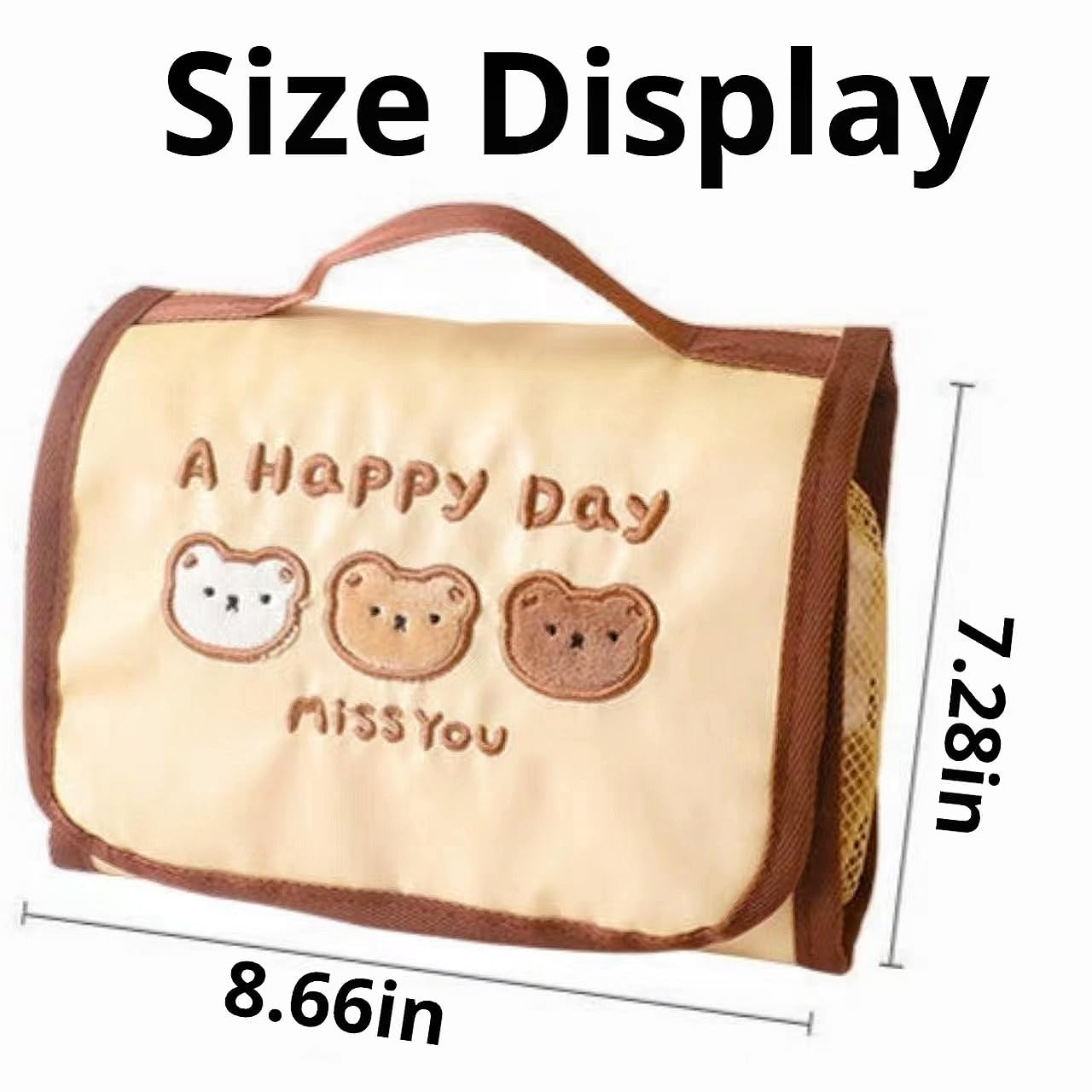 Cute Bear Pencil Case Large Capacity Makeup Bag Big Pencil Pouch Pen Bag Box Holder Organizer Simple Storage Aesthetic Stationery Cosmetic for Adults Men Women Office Essentials (3 Mini Bears)