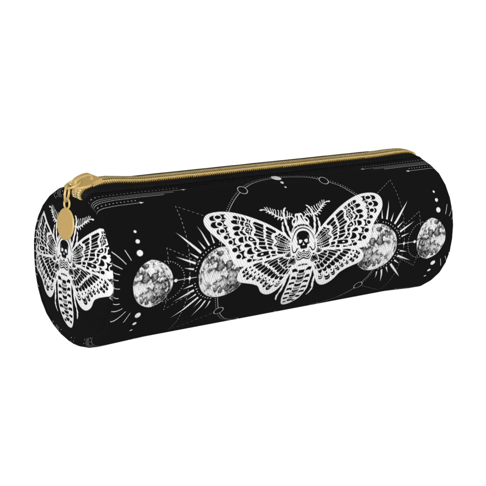 FREEHOTU Canvas Simple Moon Moth Pattern Makeup Bag Cosmetic Holder Bag Office Storage Pouch