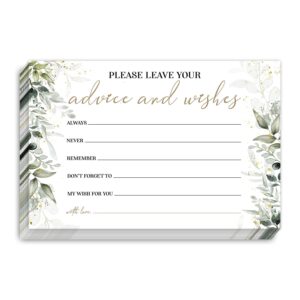 wwongxianb set of 25 eucalyptus greenery advice and wishes cards - words of wisdom guest book for newlyweds bridal shower wedding retirement grad fill in style invites cards -001