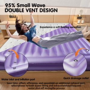 95% Small Wave Waterbed Mattresses－Intelligent Constant Temperature Full Size Water Bed, No Frame Needed Square Waterbed Mattress, Water and Air Dual Purpose Waterbed (Queen-60x80)