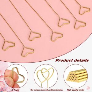 KALIONE 20Pcs Metal Floral Place Card Holder, Heart Shape Flower Pick Clips Table Number Holders, Gold Metal Card Picture Holder Pick, Floral Gift Card Holder Clips for Wedding Party Favor