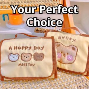 Cute Bear Pencil Case Large Capacity Makeup Bag Big Pencil Pouch Pen Bag Box Holder Organizer Simple Storage Aesthetic Stationery Cosmetic for Adults Men Women Office Essentials (3 Mini Bears)