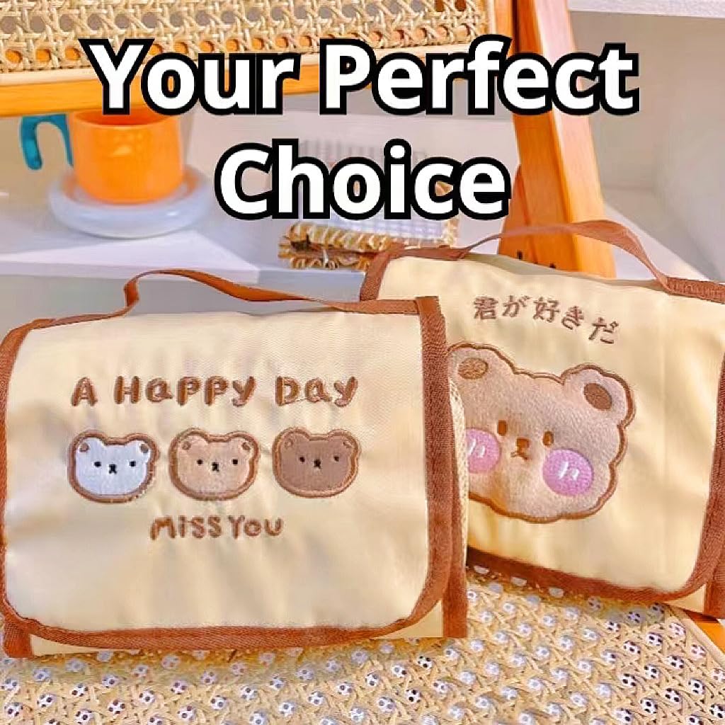 Cute Bear Pencil Case Large Capacity Makeup Bag Big Pencil Pouch Pen Bag Box Holder Organizer Simple Storage Aesthetic Stationery Cosmetic for Adults Men Women Office Essentials (3 Mini Bears)