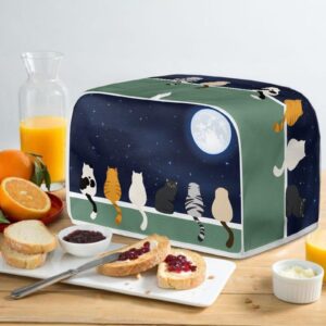 Baxinh Galaxy Print Oven Cover Kitchen Bread Machine Protector, Moon Cat 4 Slice Toaster Cover for Home, Anti Dust Fingerprint Coaster Cover, Kitchen Small Appliance